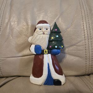 Vintage Hand Carved Folk Art Primitive Wooden Santa Claus Figurine 11” Tall